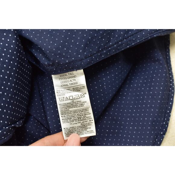 Old Navy Pro Signature Men's Shirt Slim Fit Size XXXL Navy Blue Polka Dot Go-Dry - Picture 7 of 8